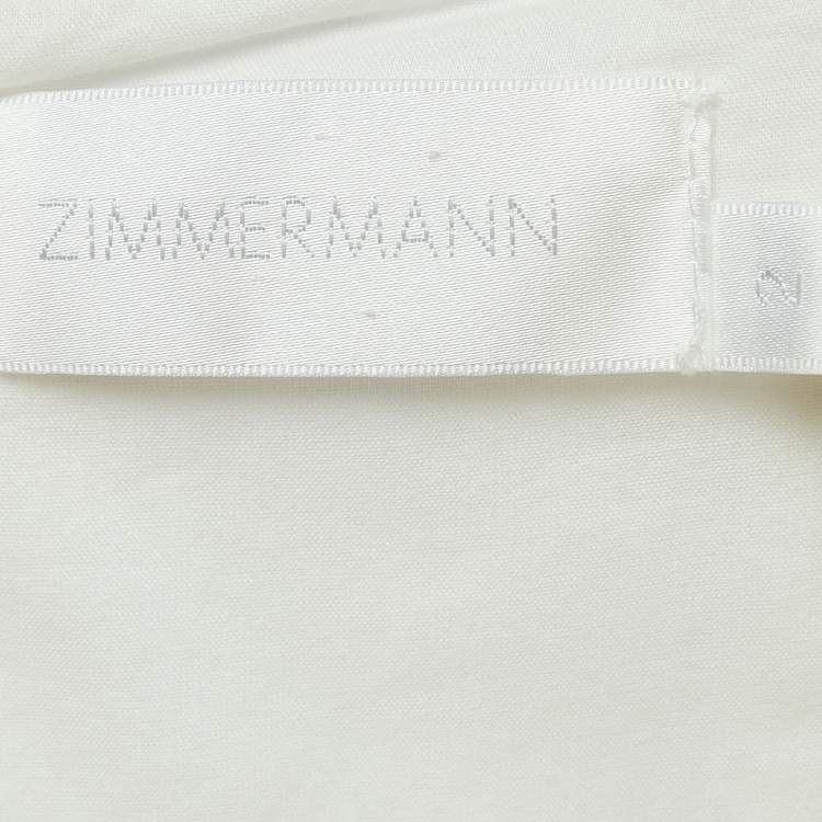 Pre Owned Zimmermann White Floral Printed Cotton Bustier Midi Dress L