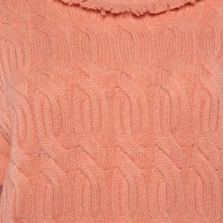 Pre Owned Zimmermann Light Pink Wool & Cashmere knit Fringe Detail Sweater M