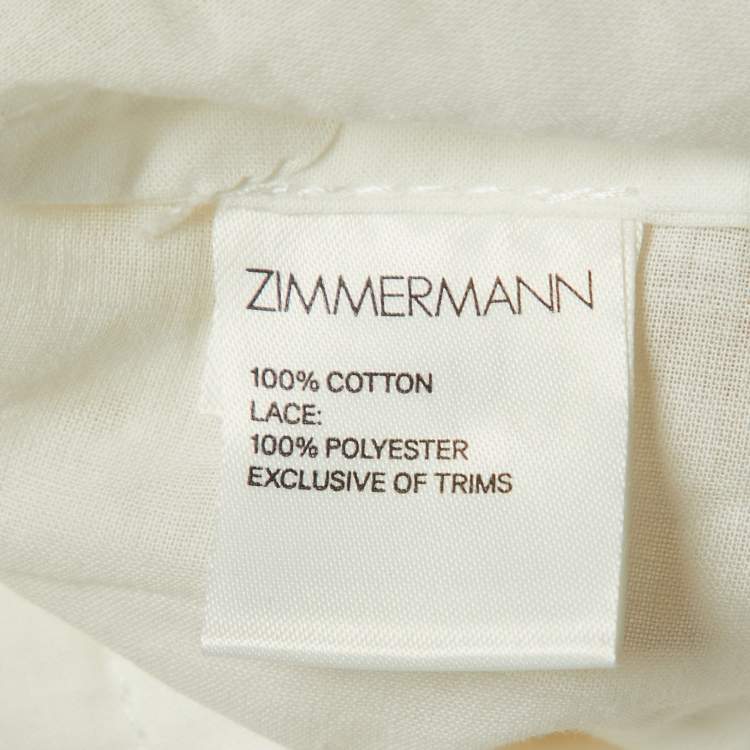 Pre Owned Zimmermann White Cutwork & Lace Lovehorn Mini Dress S