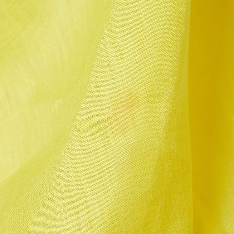 Pre Owned Zimmermann Yellow Linen Tie Detail Pleated Mini Dress M