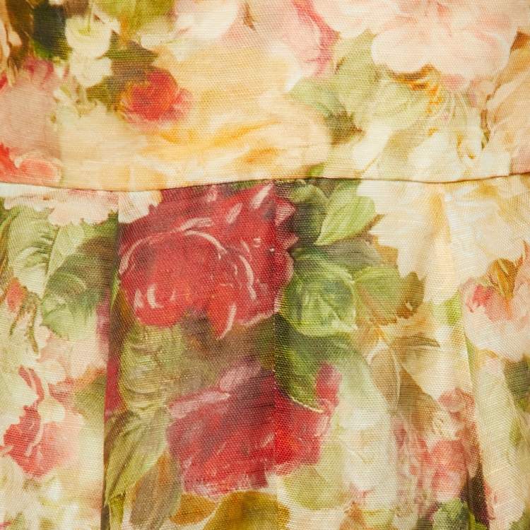 Pre Owned Zimmermann Multicolor Printed Linen & Cotton Luminosity Midi Dress S