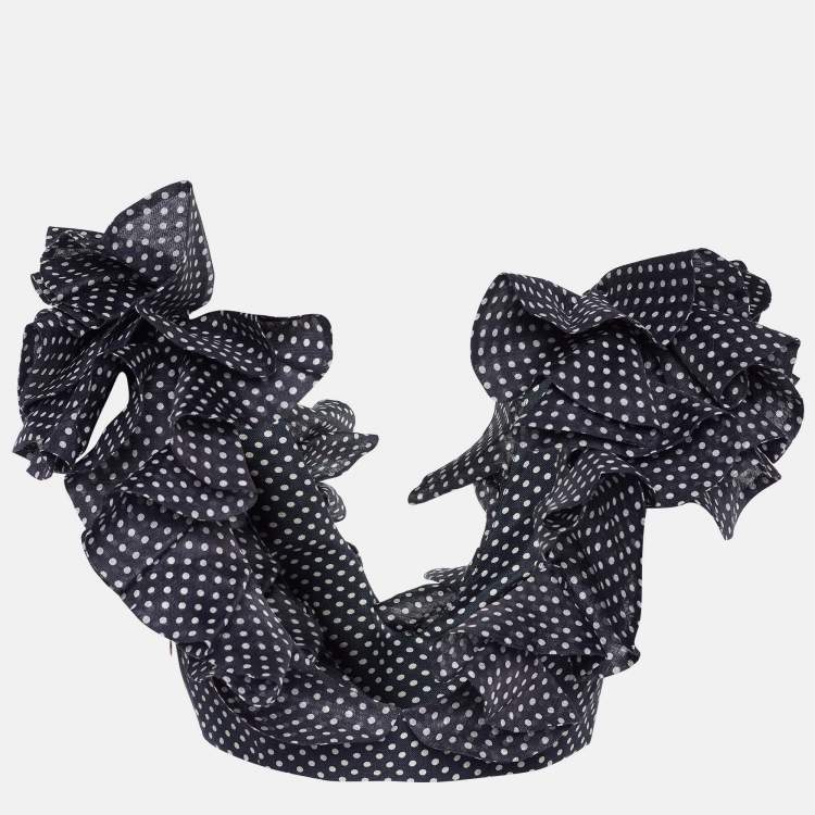 Pre Owned Zimmermann Black Polka Dot Printed Linen Ruffled Crop Top M