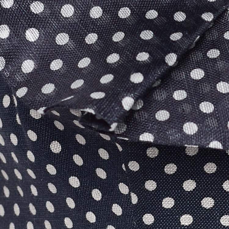 Pre Owned Zimmermann Black Polka Dot Printed Linen Ruffled Crop Top M