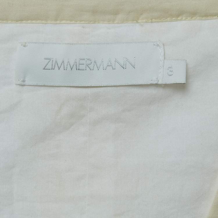 Pre Owned Zimmermann White Broderie Anglaise Cotton Cutout Tie-Front Midi Dress L