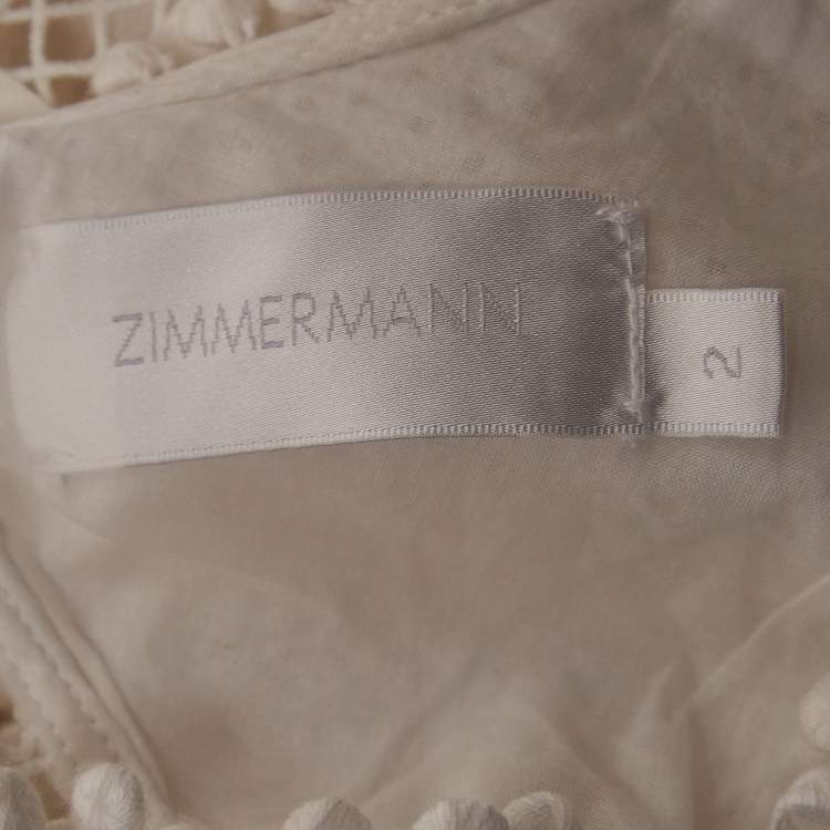 Pre Owned Zimmermann White Caravan Embroidered Cotton Mini Dress M