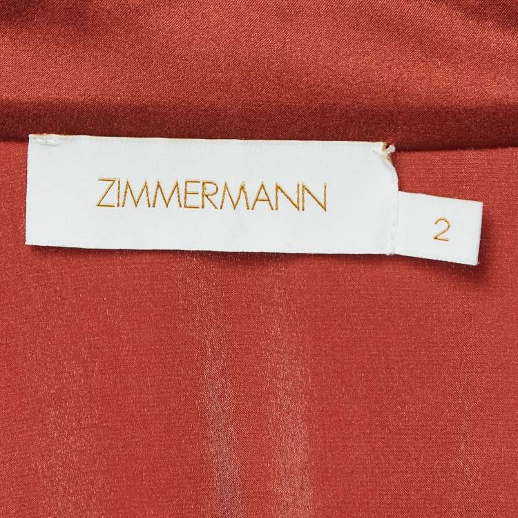 Pre Owned Zimmermann Brown Silk Wrap On Midi Dress M