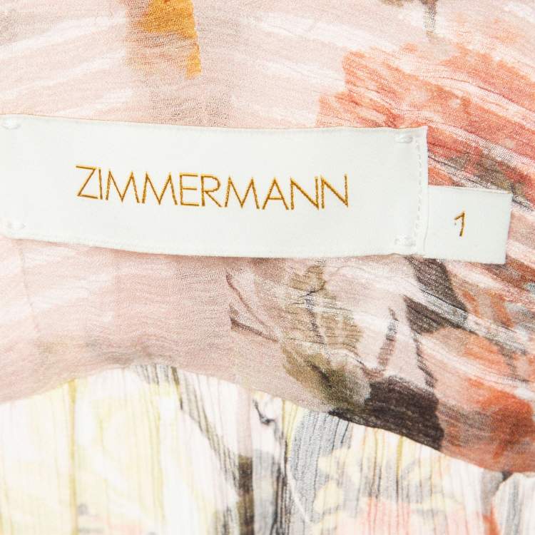 Pre Owned Zimmermann Peach Floral Printed Silk Mini Dresses M
