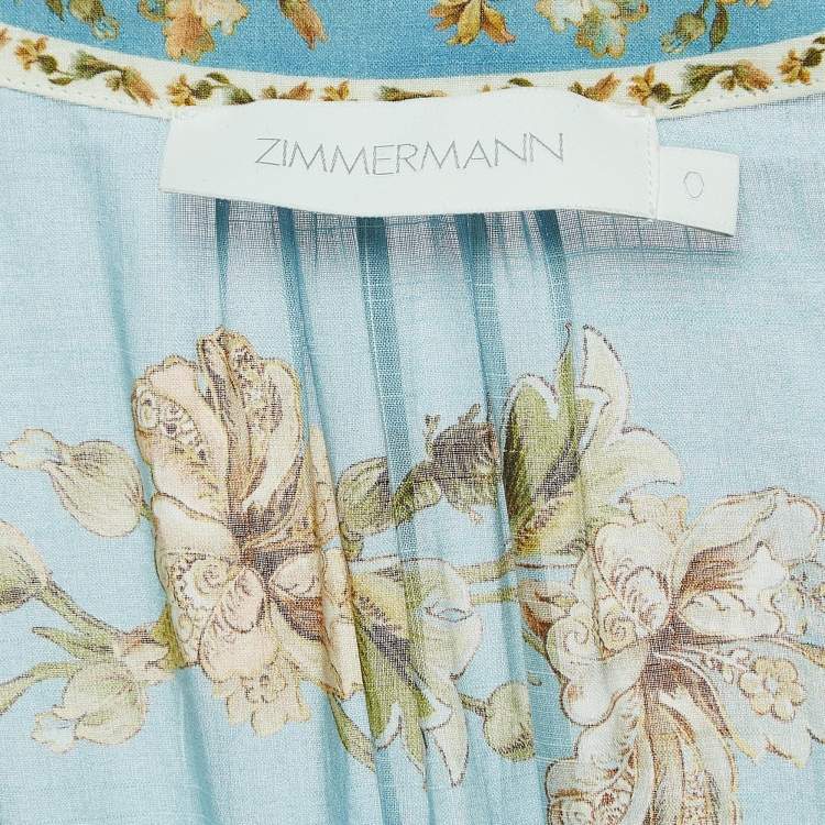Pre Owned Zimmermann Blue Chintz Floral Print Cotton Wrap Dress S