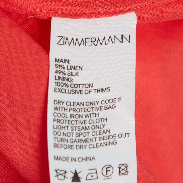 Pre Owned Zimmermann Red Linen and Silk Flared Mini Dress S