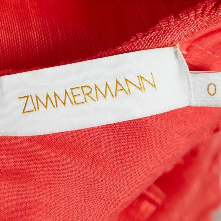 Pre Owned Zimmermann Red Linen and Silk Flared Mini Dress S