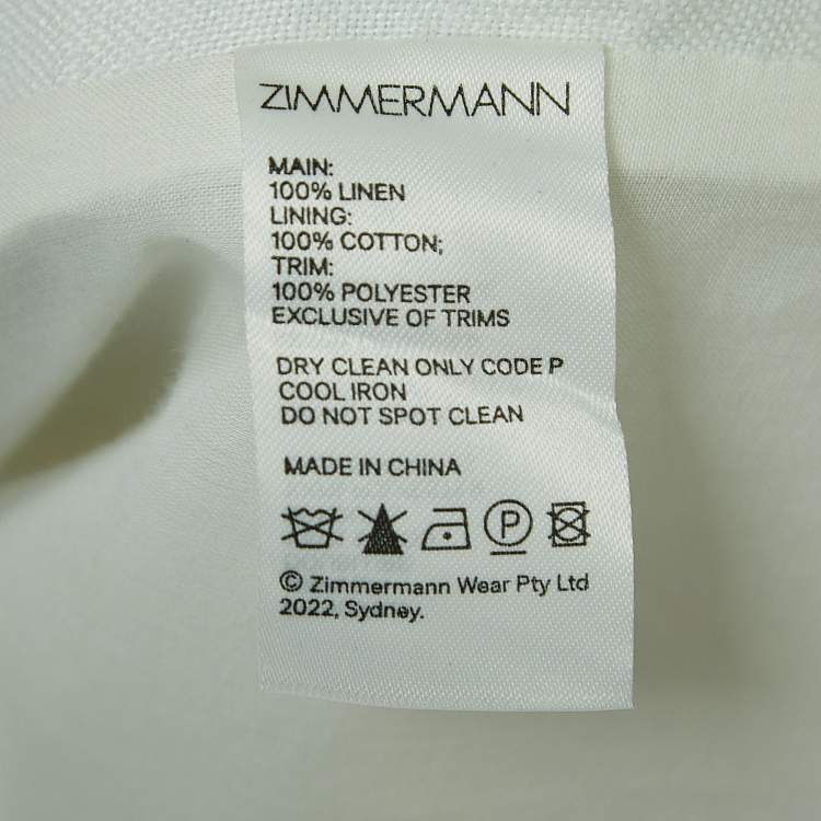 Pre Owned Zimmermann White Floral Printed Linen Cutout Mini Dress L