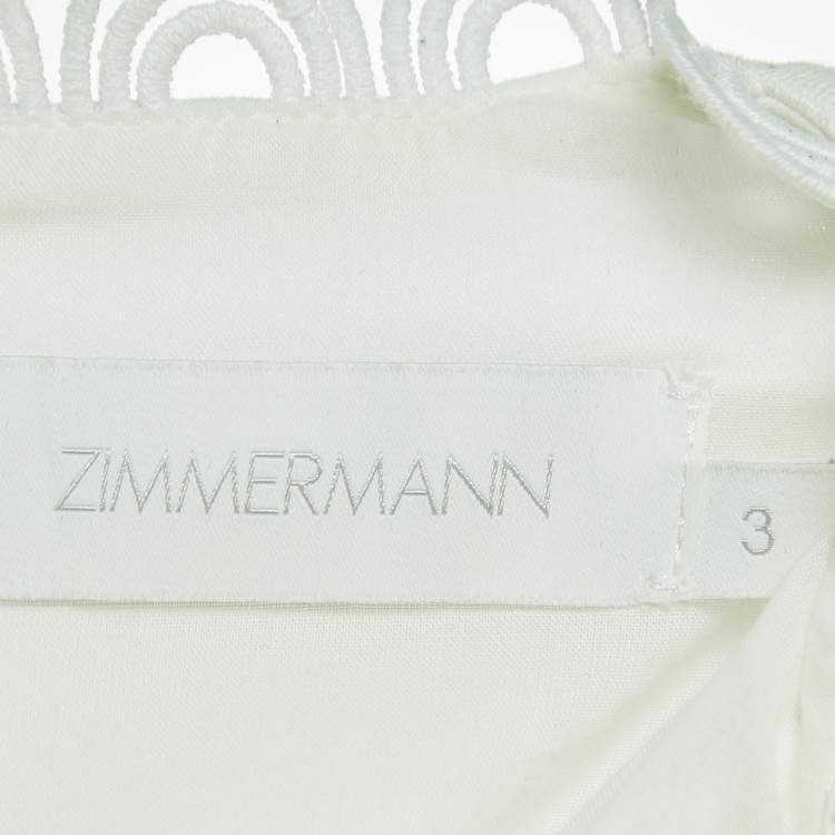 Pre Owned Zimmermann White Floral Printed Linen Cutout Mini Dress L