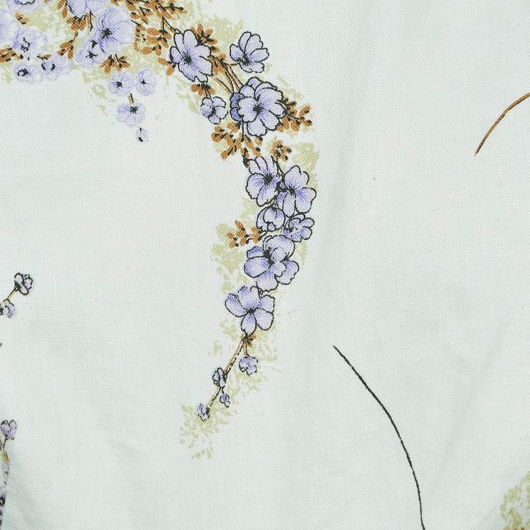Pre Owned Zimmermann White Floral Printed Linen Cutout Mini Dress L