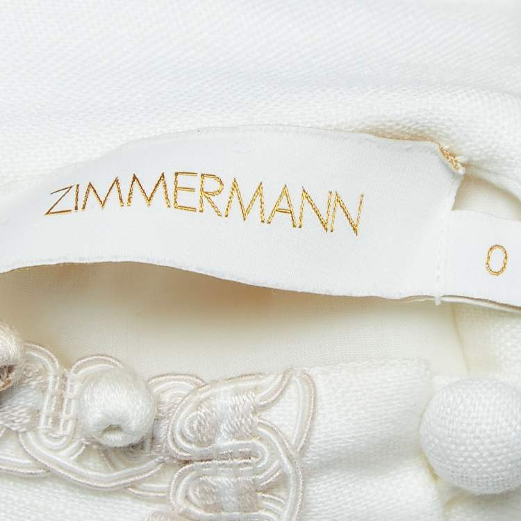 مملوكة مسبقًا Zimmermann White Eight Corded Linen Tiered Mini Dress 