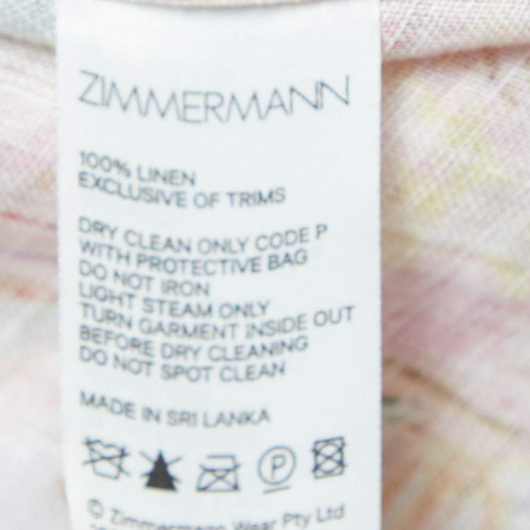 Pre Owned Zimmermann Multicolor Floral Printed Linen Drawstring Pants M