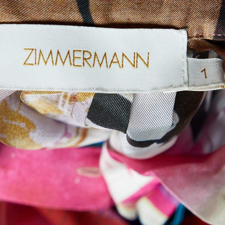 Pre Owned Zimmermann Multicolor Poster Print Silk Wavelength Pleated Mini Dress M