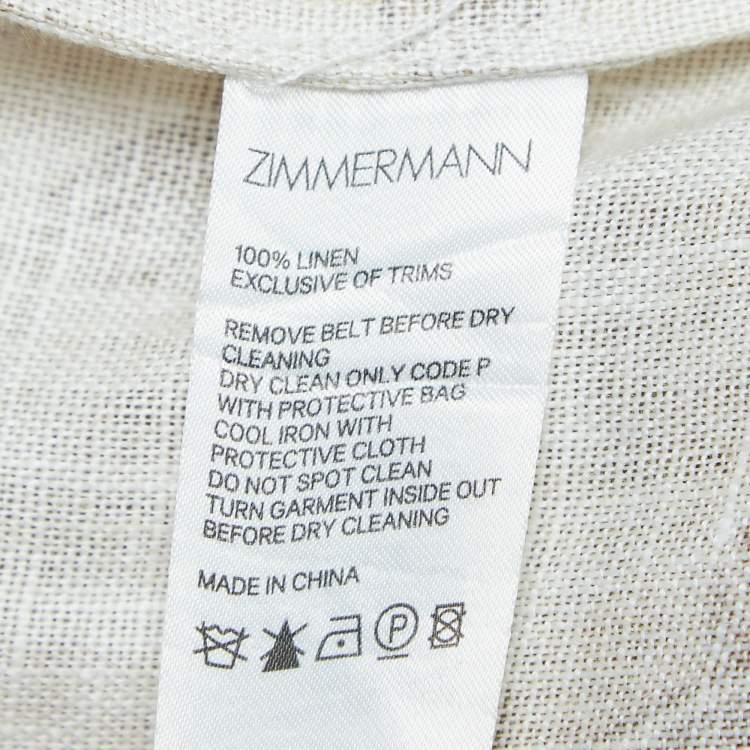 مملوكة مسبقًا Zimmermann Beige Palm Leaf Print Linen Midi Dress M