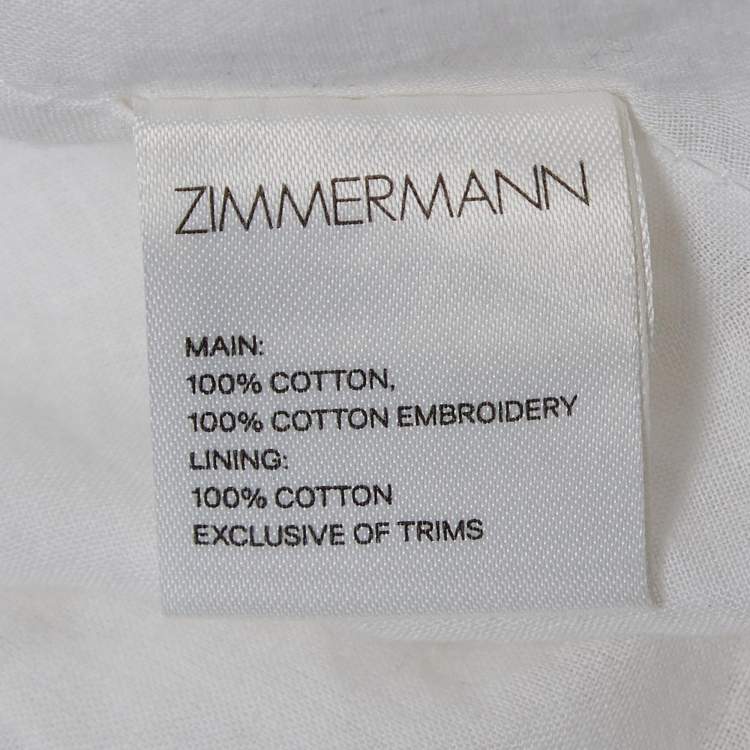 Pre Owned Zimmermann White Embroidered Cotton Shoulder Strap Cami Top M