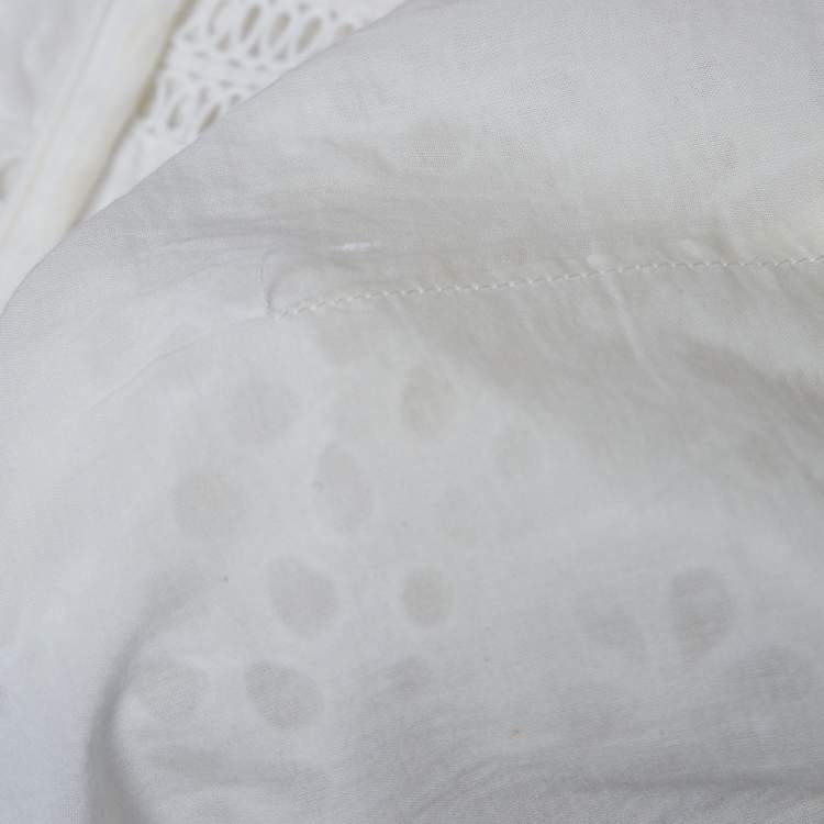 مملوكة مسبقًا Zimmermann White Embroidered Cotton Meridian Cropped Trousers M