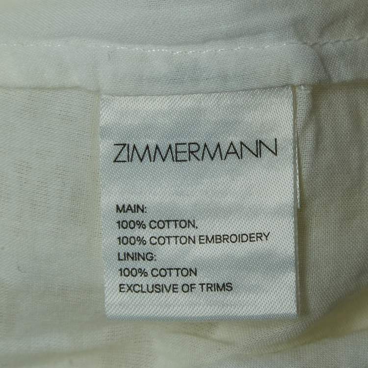 مملوكة مسبقًا Zimmermann White Embroidered Cotton Meridian Cropped Trousers M