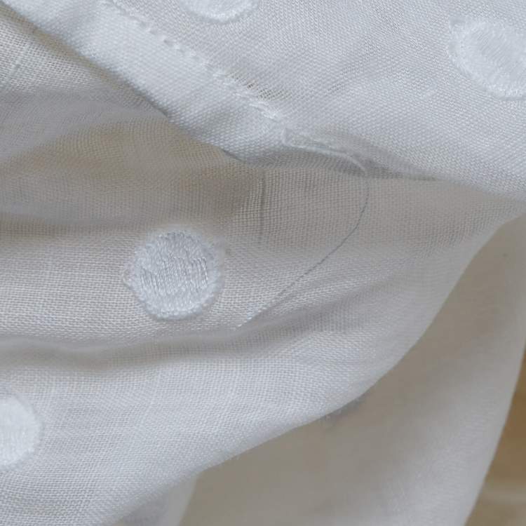 Pre Owned Zimmermann White Polka Dots Embroidered Ramie Tiered Mini Dress M