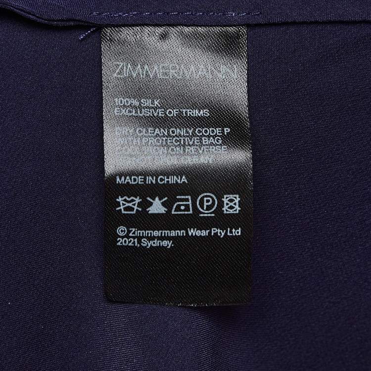 Pre Owned Zimmermann Blue Silk Satin Blouson Sleeve Mini Wrap Dress M