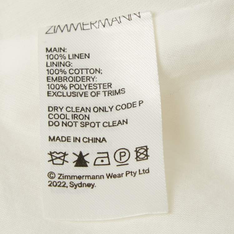 Pre Owned Zimmermann White/Pink Floral Print Linen Lace-Up Cut Out Detail Midi Dress M