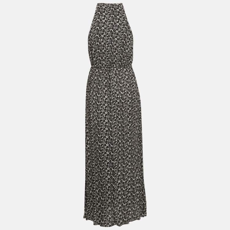 Pre Owned Zimmermann Black/White Floral Print Crepe Tie-Up Detail Maxi Dress M