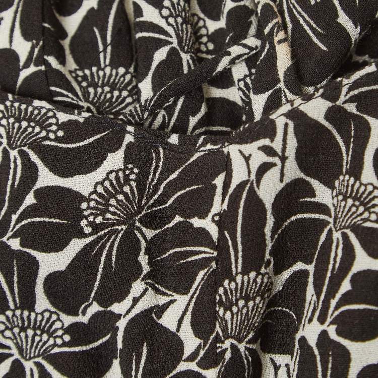 Pre Owned Zimmermann Black/White Floral Print Crepe Tie-Up Detail Maxi Dress M