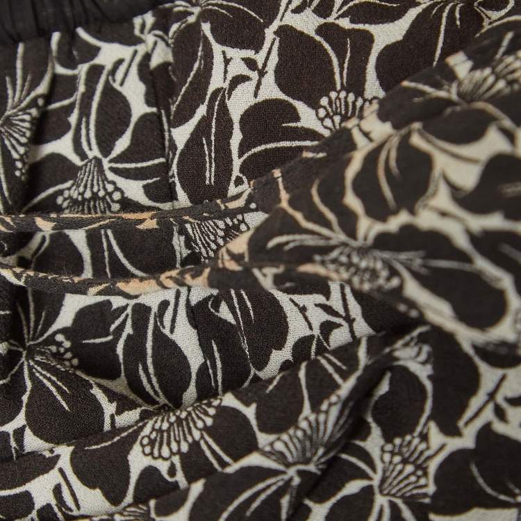 Pre Owned Zimmermann Black/White Floral Print Crepe Tie-Up Detail Maxi Dress M
