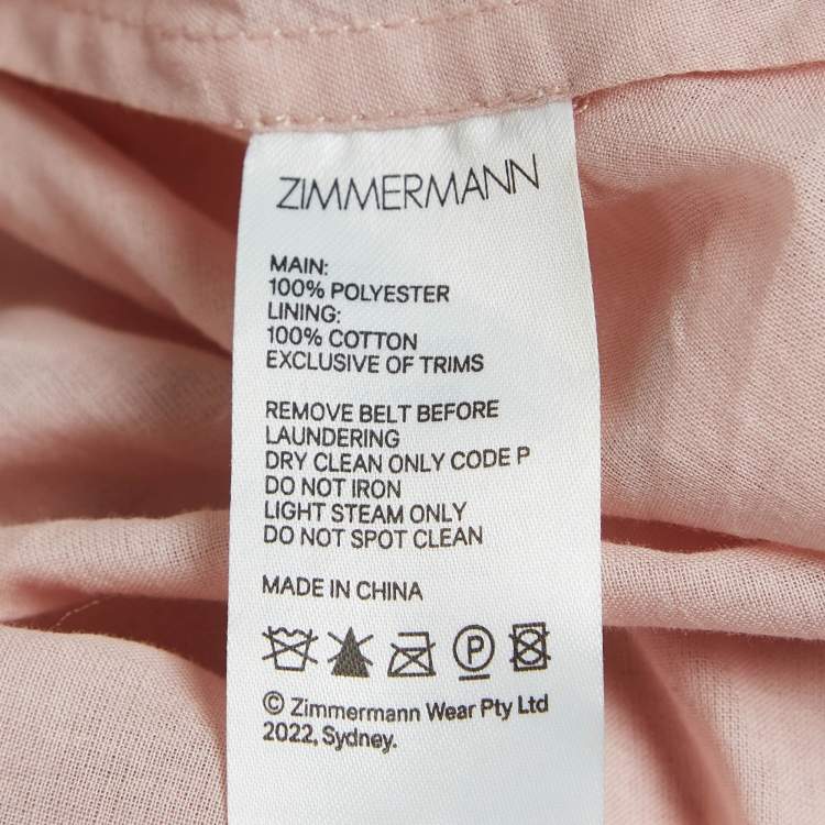 Pre Owned Zimmermann Pink Pleated Crepe Sunray Midi Dress S
