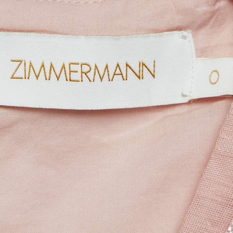 Pre Owned Zimmermann Pink Pleated Crepe Sunray Midi Dress S