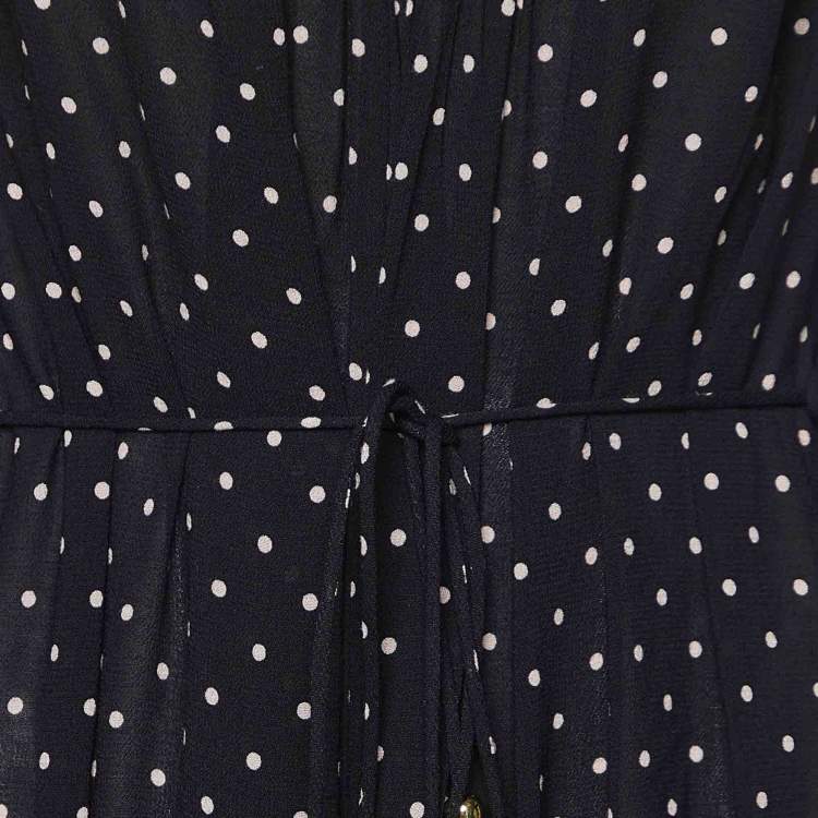 Pre Owned Zimmermann Black Polka Dot Crepe Lace Trim Jumpsuit S