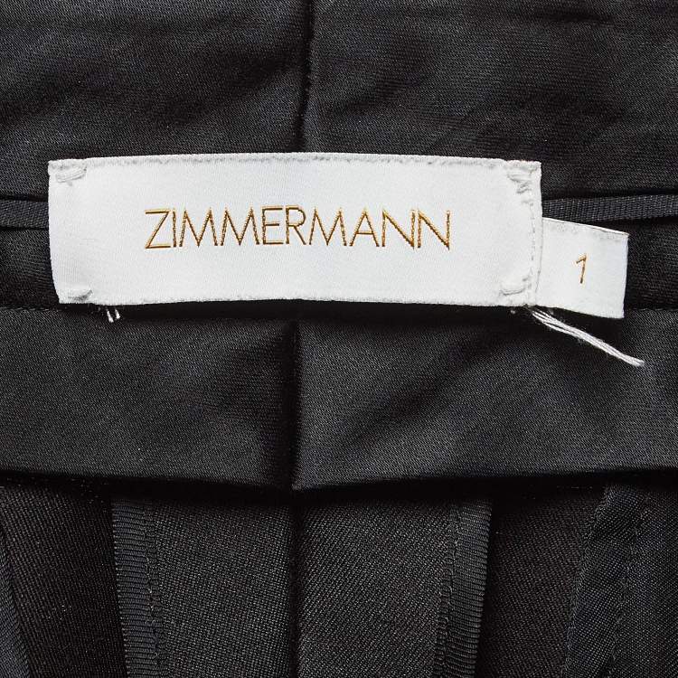Pre Owned Zimmermann Black Silk Trim Gabardine Slouchy Trousers M