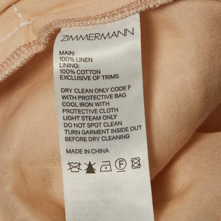 Pre Owned Zimmermann White Embroidered Linen Wide Legs Pants M