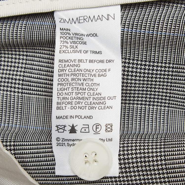 Pre Owned Zimmermann Grey Patterned Wool Belted Trousers XL