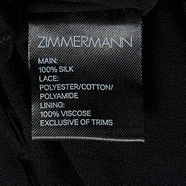 Pre Owned Zimmermann Black Patterned Silk Flared Midi Skirt S