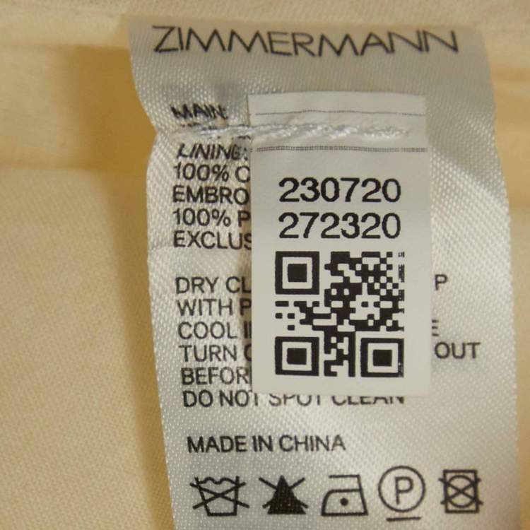 مملوكة مسبقًا Zimmermann Cream Cotton Floral Print Patched Midi Dress S