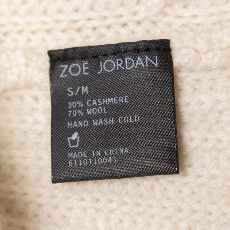Pre Owned Zoe Jordan Cream Cashmere & Wool Knit Cold Shoulder Sweater S/M