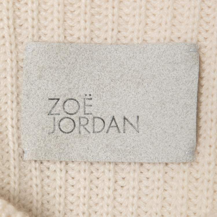 Pre Owned Zoe Jordan Cream Cashmere & Wool Knit Cold Shoulder Sweater S/M