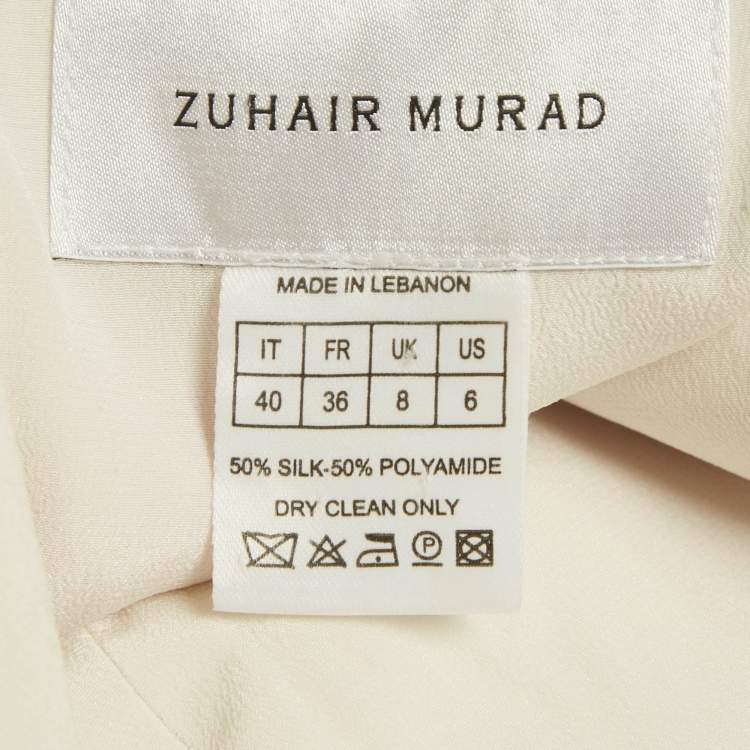 Pre Owned فستان ميني مزخرف خطي ساتان أحمر زهير مراد صغير