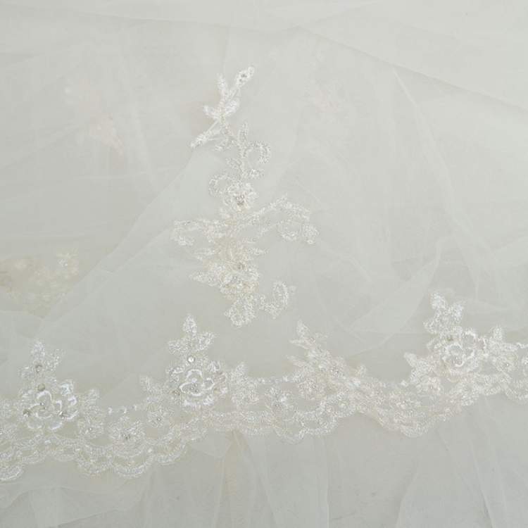 Pre Owned Zuhair Murad Mariage White Embroidered Embellished Tulle Wedding Gown M