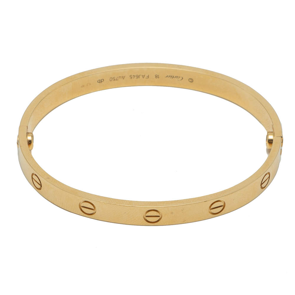 Pre Owned Cartier Love Yellow Gold Bracelet Size 18