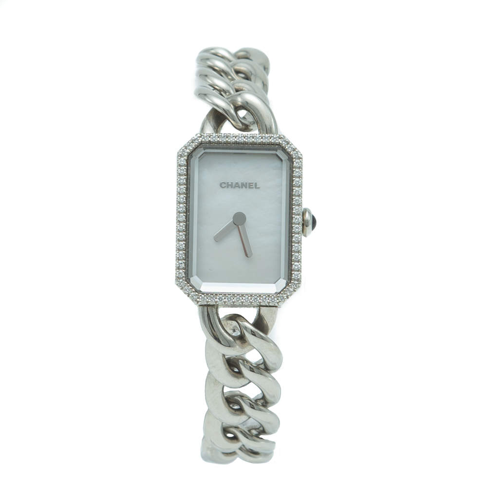 Chanel Premiere White Mother of Pearl Diamond Stainless Steel Women's Small Watch 22 X 16 MM
