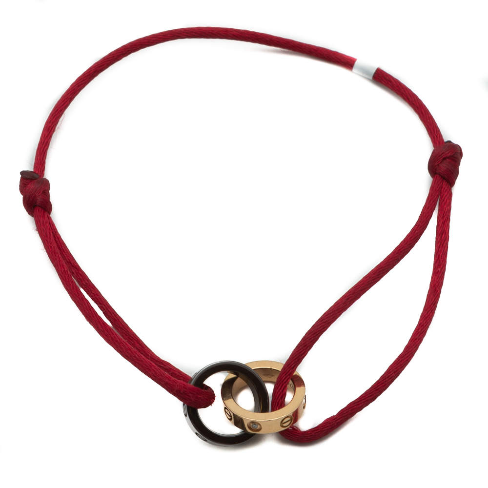 Pre Owned Cartier Love Diamond Rose Gold & Ceramic Bracelet on Cord