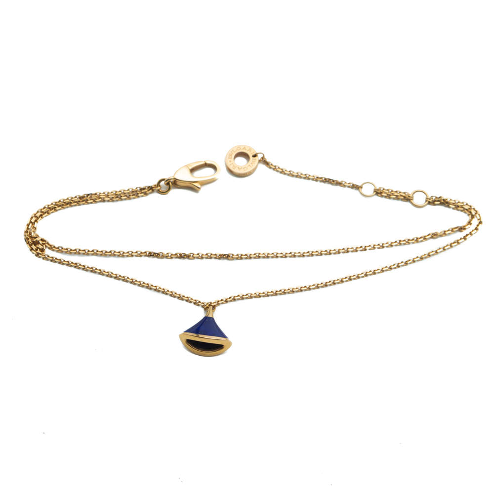 Pre Owned Bvlgari Divas Dream Lapis Lazuli Rose Gold Bracelet
