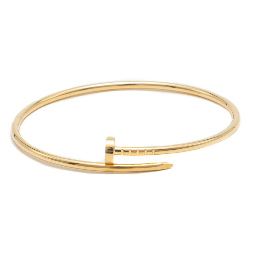 Pre Owned Cartier Juste Un Clou Yellow Gold Small Model Bracelet Size 18