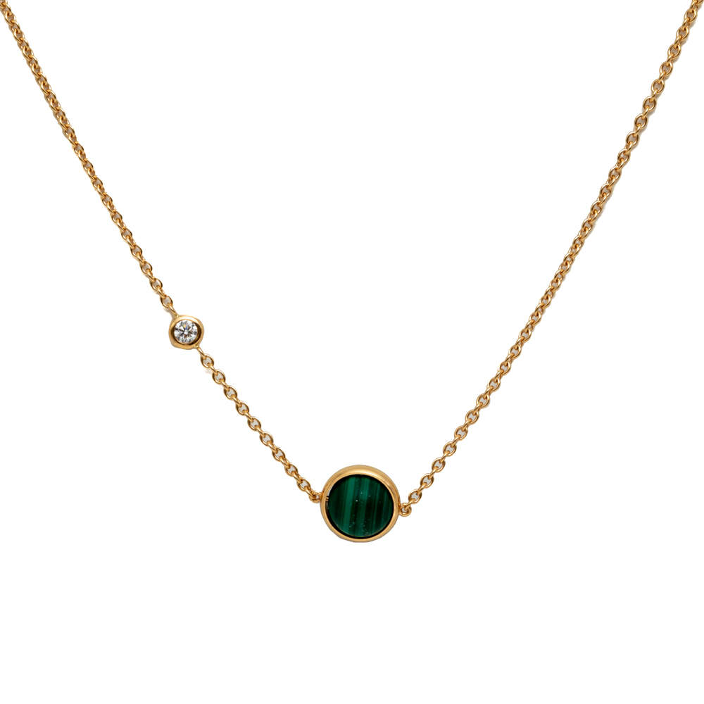 Pre Owned Piaget Malachite Possession Rose Gold Diamond Necklace