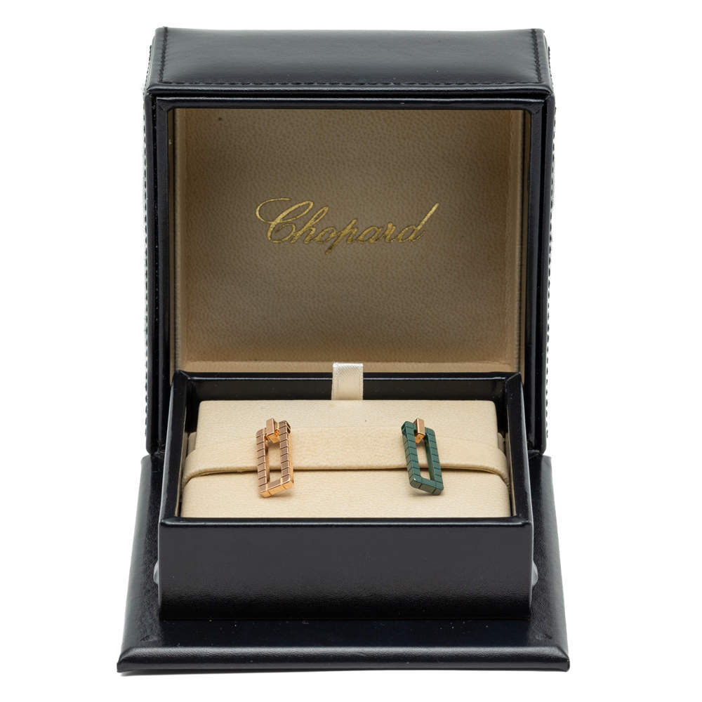 Chopard Rose Gold Green Ceramic Ice Cube Rihanna Limited Edition Earrings