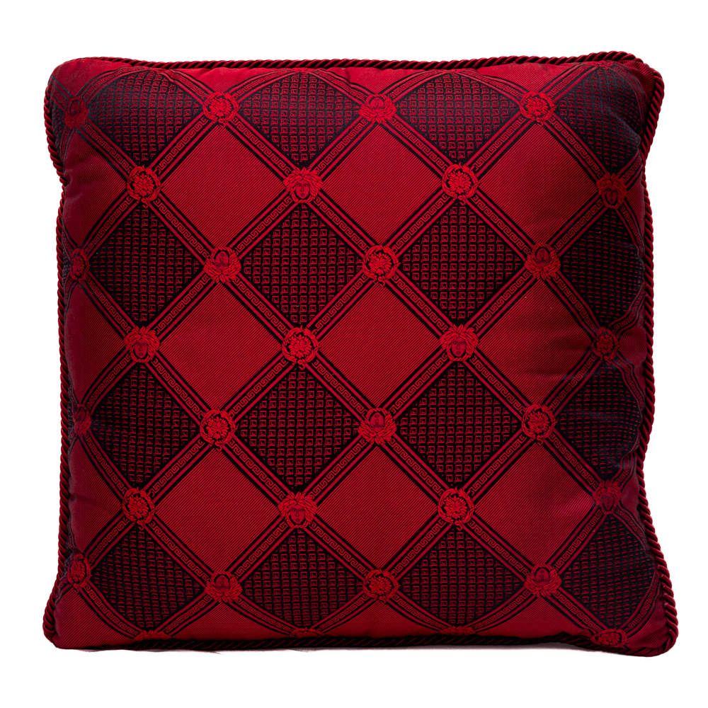 Pre Owned Versace Medusa Red & Black Cotton Cushion